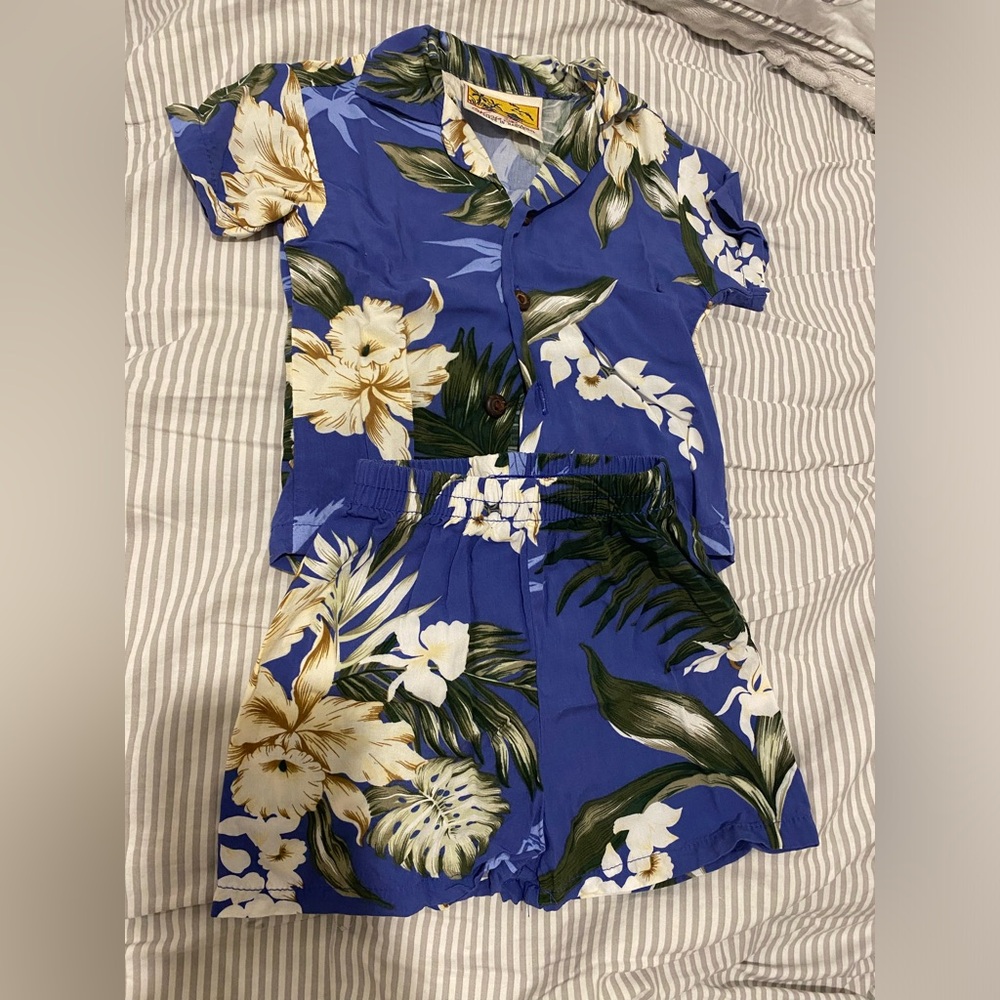 💙3 for $15 Winnie Fashion Made in Hawaii baby boy hawaiian shirt and shorts 6M